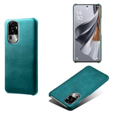 Imagem de Capa para OPPO Reno 10,Proteção contra quedas,Casca de volta de cor sólida simples,Design de couro de imitação de plástico-Green