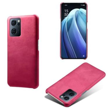 Imagem de Capa para OPPO Find X5 Lite,Proteção contra quedas,Casca de volta de cor sólida simples,Design de couro de imitação de plástico-Rose