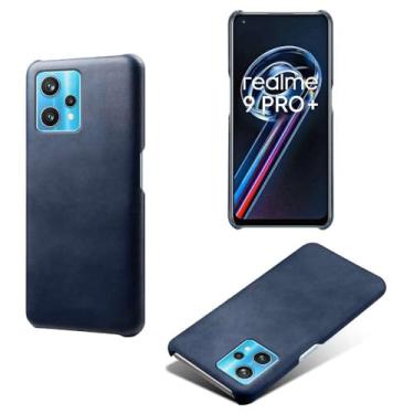 Imagem de Capa para OPPO Realme Narzo 50 Pro,Proteção contra quedas,Casca de volta de cor sólida simples,Design de couro de imitação de plástico-Blue