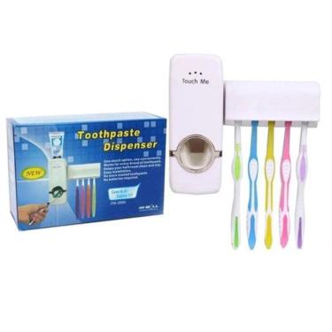 Imagem de Dispenser Pasta Dente Com Suporte 5 Escovas Automatico Porta Creme Dental Aplicador 2 Em 1
