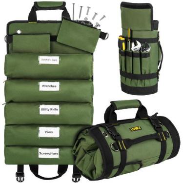 Imagem de Bolsa de ferramentas LEFORZ Large Roll Up Organizer 13 bolsos verde