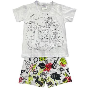 Imagem de pijama de colorir infantil c canetinha para meninos verão - Piquiri Ki