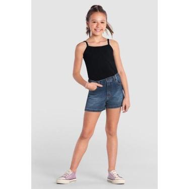 Imagem de Shorts infantil menina em jeans Brandili, 6, Azul