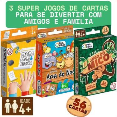 Imagem de 3 Jogos De Carta MICO ARCA DE NOÉ PEDRA, PAPEL E TESOURA - Pais  Filho
