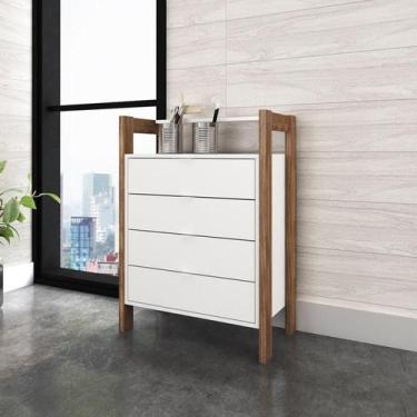 Imagem de Balcão de Escritório com 4 Gavetas MDP Branco/Nogal Tecnomobili