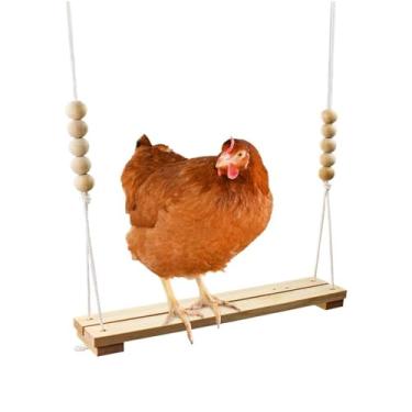 Imagem de 1 pacote de brinquedo de madeira para galinha, balanço de galo para galinhas e papagaios