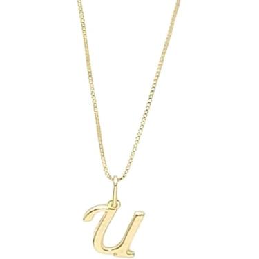 Imagem de Colar Feminino com Letra Inicial – Pingente Personalizado Elegante – Corrente Semi Joia Banhada a Ouro 18K – Presente Sofisticado para Mulher - Stella Vilela Semi Joias (U)