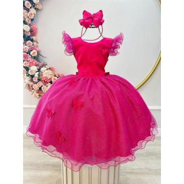 Imagem de Vestido Infantil Pink Jardim das Borboletas para Festas - Tamanhos Var