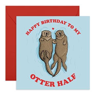 Imagem de Central 23 – Cartão de aniversário fofo de animal – "Happy Birthday To My Otter Half" – Cartão de Dia dos Namorados divertidos – Namorado Namorada Esposa Marido Noivo Relação Amor – Vem com Adesivos Divertidos