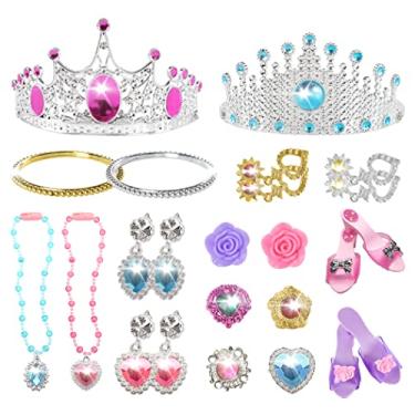 Imagem de PicassoTiles Tiara infantil de fantasia de princesa real de conto de fadas, boutique de joias, sapatos e acessórios de moda, coleção de brinquedos para meninas, crianças a partir de 5 anos, brinquedos