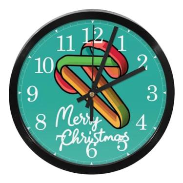 Imagem de LILINWAN Relógio de parede 24 cm sem tique-taque silencioso operado por bateria relógio de parede redondo moderno estilo simples decoração relógio para escritório/escola/quarto/sala de estar