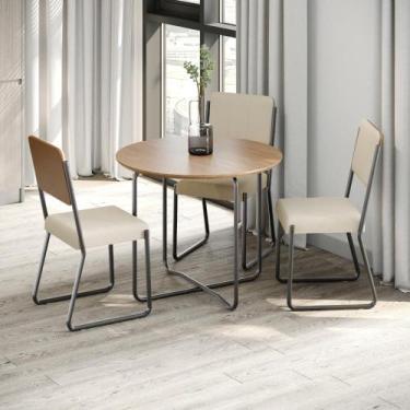 Imagem de Conjunto 4 Cadeiras de Jantar Next Tecido Mesclado Est.Preta - Metalig