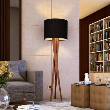 Imagem de Luminária Abajur Tripé De Chão Paris Retrô Moderna Bivolt - Preto