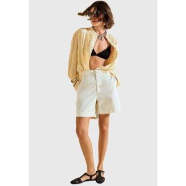 Imagem de Bermuda Reta Alta Bege Morena Rosa-Feminino