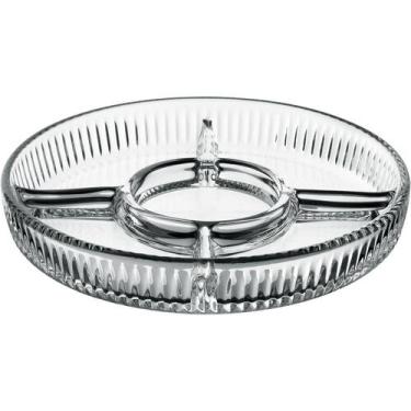 Imagem de PETISQUEIRA COM 4 DIVISOES VIDRO 3x23x23cm TRANSPARENTE TÁBUA DE FRIOS