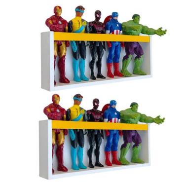 Imagem de Kit 2 Prateleiras Bonecos Heróis Barbie Estante Brinquedos Infantis Pe