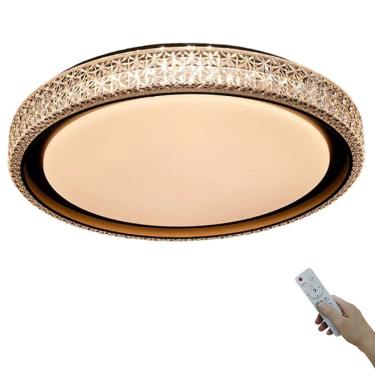 Imagem de Luminaria Plafon Led 3 Tons Cristal Luxo Controle Remoto Sala Quarto Escritorio Recepçao Residencial Comercial Moderno