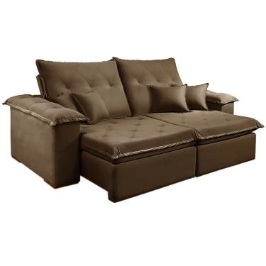 Imagem de Sofá Realeza 4 Lugares Retrátil e Reclinável 250cm Tecido Veludo JC Estofados Cor Marrom