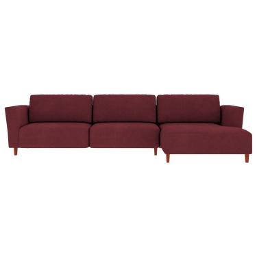 Imagem de Sofá 365cm com Chaise Direita Franz Suede Bordô - Gran Belo