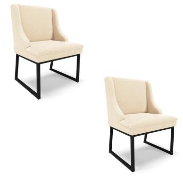 Imagem de Cadeira Sala de Jantar Industrial Preto kit 2 Liz Bouclê D03 - D'Rossi