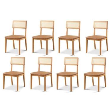 Imagem de Kit com 8 Cadeiras de Jantar Ava com Encosto de Telinha - Zurc Decor