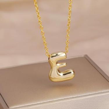 Imagem de 1 colar de letra A-Z com acabamento brilhante banhado a prata para mulheres, joia fina, presente para mamãe, 45+5cm, Cobre, Sem Pedra Preciosa