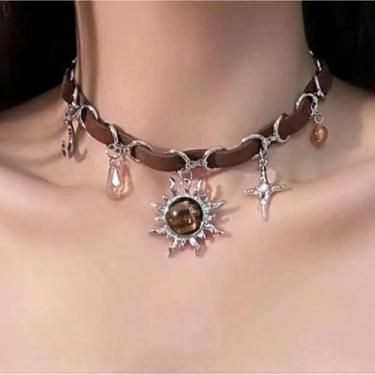 Imagem de Colar grosso de sol e lua para presente de joias em camadas