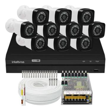 Imagem de Kit Dvr Intelbras 16 Canais H.265 2tb 10 Câmeras Full Hd 20m