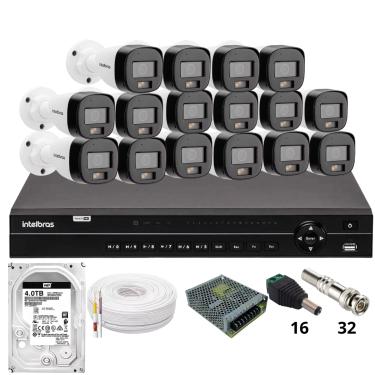 Imagem de Kit 16 Câmeras Intelbras 3220b Full Color Com Áudio Dvr Intelbras Mhdx 1232 Hd 4tb