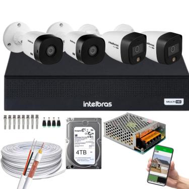 Imagem de Kit 4 Câmeras Intelbras 2 cam Full Color 2 cam 1220b Full Hd Dvr Mhdx 1008-C C/HD 4TB