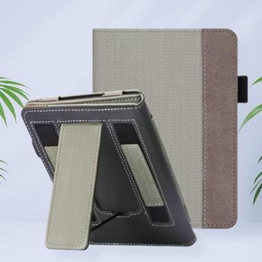 Imagem de Capa com suporte para Kindle Paperwhite 11ª Geração 2021 de 6,8 polegadas - Capa de livro de couro PU premium com alças de mão para despertar/hibernar automaticamente