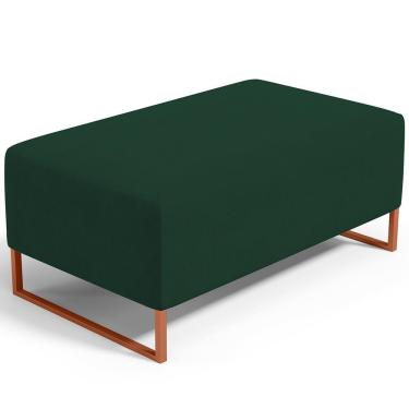 Imagem de Puff Decorativo Sala De Estar Cléo 90cm Base De Ferro Cobre W01 Suede Verde Musgo - Lyam Decor