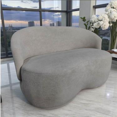 Imagem de Namoradeira Decorativa Beatriz Orgânica Bouclé Cinza Claro - Mansão De