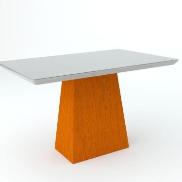 Imagem de Conjunto De Mesa Madeira Vidro E 4 Cadeiras White