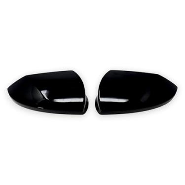Imagem de Tampas de capa de espelho retrovisor lateral de carro preto brilhante com exclusão cromada compatíveis com Hyundai Elantra 2021-2025, MC6391BLK