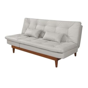 Imagem de Sofá Cama Versátil 3 Lugares Tecido em Corino Casa Imperial Gelo 308