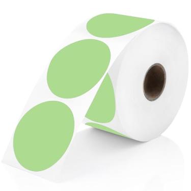 Imagem de Perco Etiquetas adesivas térmicas de círculo redondo verde de 5 cm - 735 etiquetas por rolo, compatível com impressora térmica direta, adesivo permanente, cores vibrantes, fixação forte, perfurado
