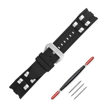 Imagem de ZHUOLEI Pulseira de borracha para Invicta Pro Diver com inserções de metal e fivela, pulseiras de substituição de borracha macia durável de 26 mm para relógios Invicta (preto com prata, 26 mm)