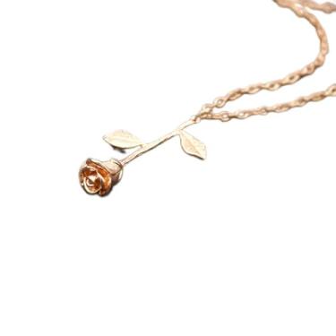 Imagem de Colar com pingente de rosa para mulheres, colares de rosa, presentes para esposa, namorada, joias elegantes presentes para mulheres, Medium, Aço inoxidável, \