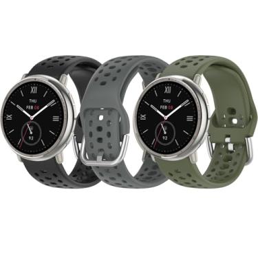 Imagem de HAOZHI 3Peças 20mm Pulseira Compatível para Amazfit Active 2,Active 2 Square,GTS 2 4 Mini,GTS 4 3,GTS 2 2e,Bip 3 3 Pro,Bracelete Correia Cinta Alça de Substituição para Bip U Pro,Bip S Lite (Preto+Cinza Espacial+Verde Militar)