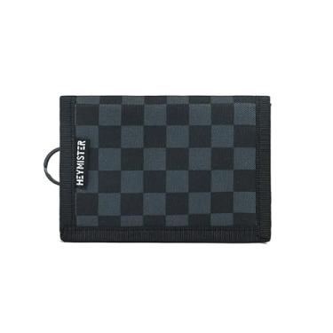 Imagem de Carteira de três dobras estilo coreano - bolsa de moedas de tecido Oxford, organizador de cartões compacto unissex, Preto, cinza, Tendência