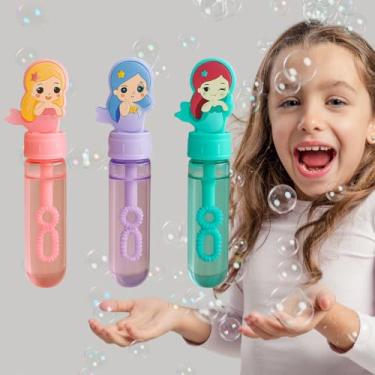 Imagem de Kit 12 Bolhas de Sabão Lembrancinha Festa Infantil Fundo do Mar Sereia 3 Cores Rosa Verde Roxo Aniversário Revenda