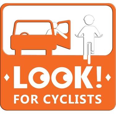 Imagem de Adesivo Look for Cyclists - 4 peças - Adesivo de vinil transparente - Decalque de conscientização de ciclistas para táxi e TLC - Placa de cuidado de segurança