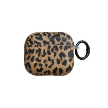 Imagem de Capa de leopardo com estampa de chita marrom para AirPods 4 gerações com trava, estética moderna retrô tartaruga padrão animal meninas mulheres capa protetora para Airpod 4ª geração