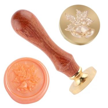 Imagem de Carimbo de lacre de cera de Natal carimbo de vedação de latão e uma alça de madeira carimbos cabeça para cartões de natal convites de festa carta envelope cartões de felicitações presentes