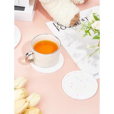 Imagem de 2 peças de porta-copos redondos de silicone, tapetes brancos resistentes à panela, almofada de isolamento térmico para decoração de casa, proteção de mesa, acessórios interiores de carro, 99 x 5 mm