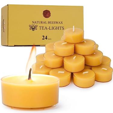 Imagem de Velas de cera de abelha amarela natural - 24 peças - Vela orgânica aroma natural sem fumaça limpa queima