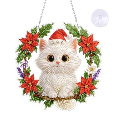 Imagem de Yunzlly Kits de pingente de arte de diamante para pendurar faça você mesmo, kit de enfeite especial de pintura de diamantes de cristal para adultos, placa de pintura de pedras de diamante acrílico