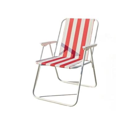 Imagem de Cadeira de praia alta de aço dobrável e resistente com 120kg(Vermelho)