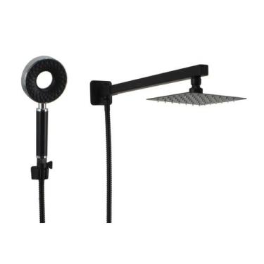 Imagem de Ducha Chuveiro Inox 15 cm Preto Fosco com Desviador e Chuveirinho de M